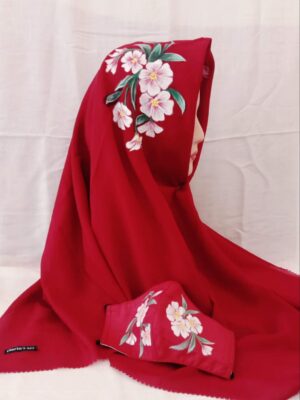 Hijab Motif Lukisan Bunga Sakura