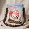 tas bangau matahari merah 1 Tas Selempang Motif Bangau Nuansa Jepang