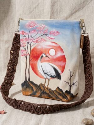 Tas Selempang Motif Bangau Nuansa Jepang