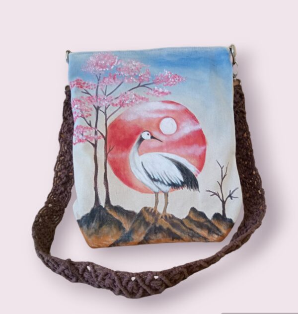 tas bangau matahari merah 2 Tas Selempang Motif Bangau Nuansa Jepang