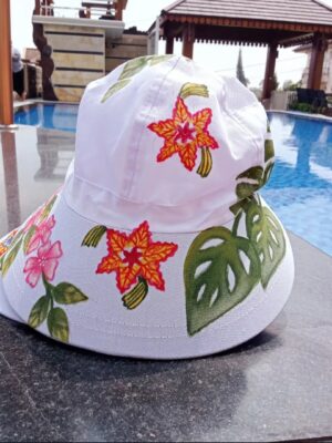 Clarins Art Custom Painted Hat – Tropical Botanical Series
